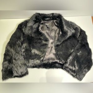 Black Rivet Vintage Rabbit Fur Bolero Jacket size M